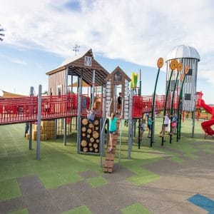 Thumbnail of Side view of Braden and Friends Challenger Playground