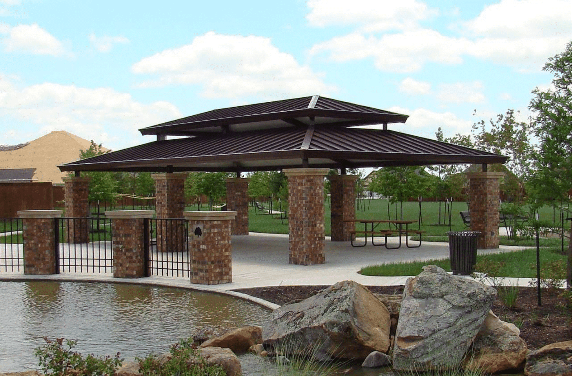 Outdoor photo of a park pavilion.