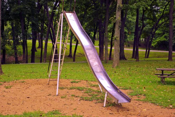 Old metal playground slide
