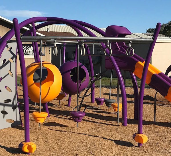 Purple and yellow playground at Winona Elementary School