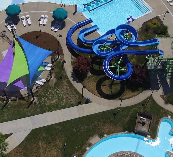 Purple, green and blue shade sales at the Collinsville Aqua Park