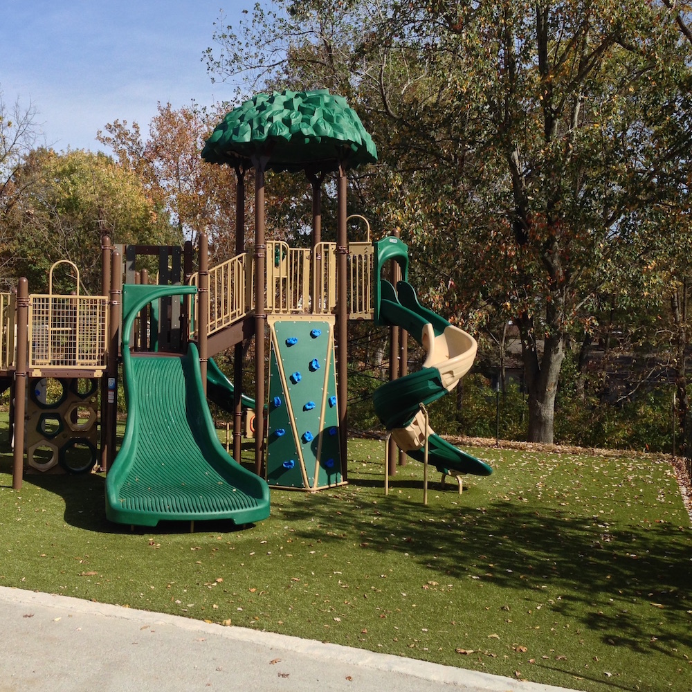 Turf safety surface used at a playground.