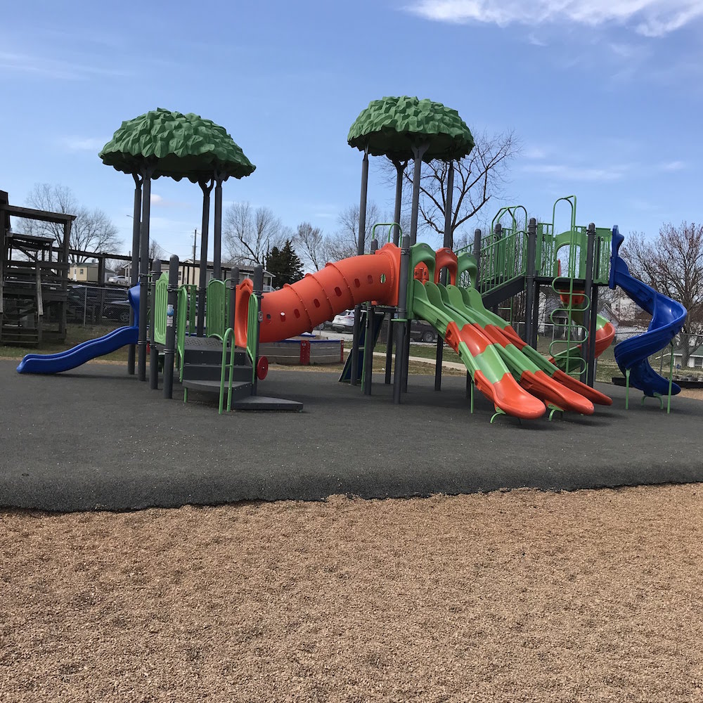 Green and orange elementary school playground